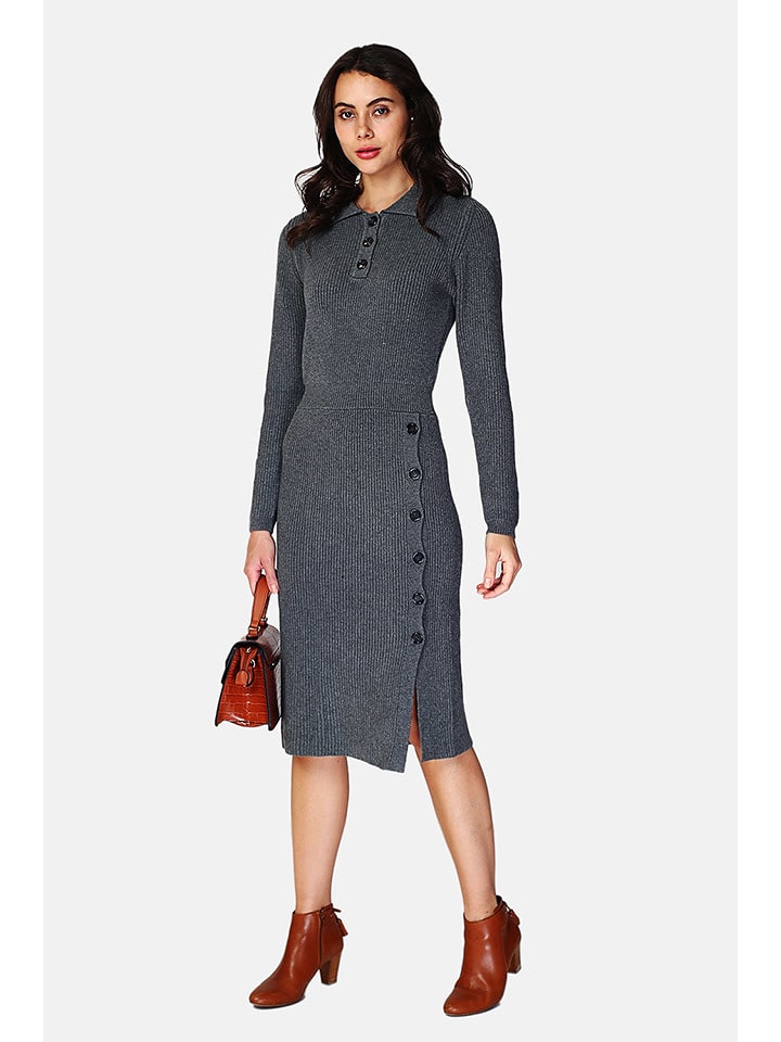 ASSUILI Sukienka dzianinowa w kolorze antracytowym rozmiar: 40