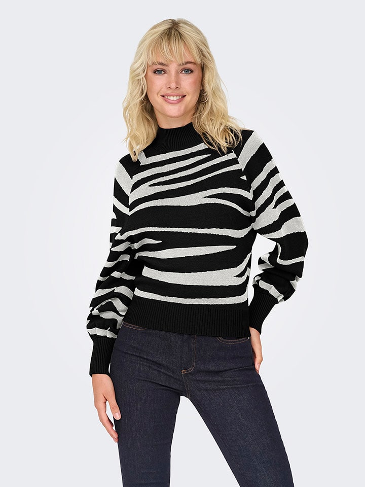 ONLY Sweter "Frida" w kolorze czarno-białym rozmiar: XL