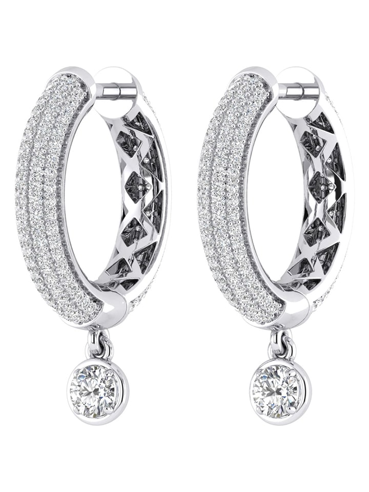 Diamonds lab grown Złote kolczyki-kreole z diamentami rozmiar: onesize