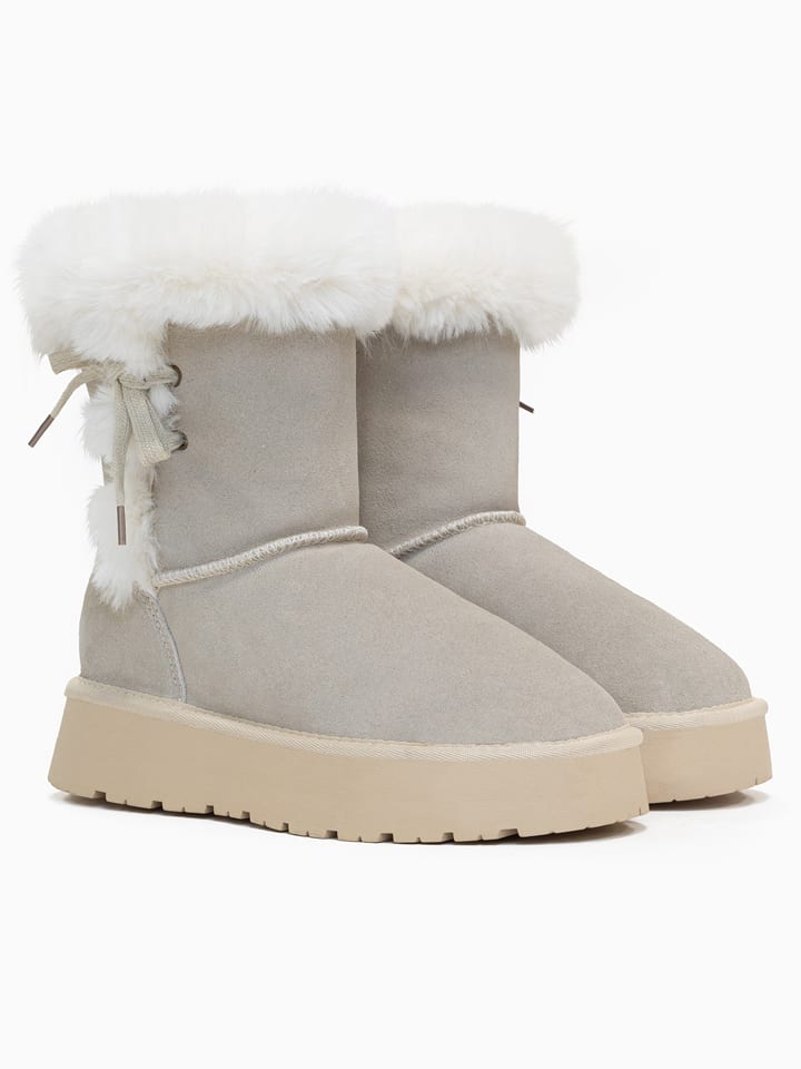 Gooce Skórzane kozaki zimowe "Alissa" w kolorze jasnoszaro-białym rozmiar: 39