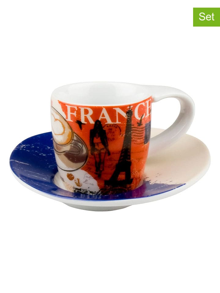 Könitz Filiżanki (2 szt.) "France" ze wzorem do espresso - 85 ml rozmiar: onesize