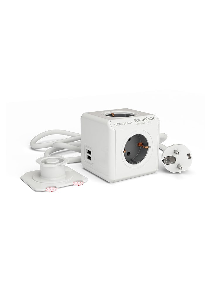 Designnest Rozgałęźnik "PowerCube" w kolorze biało-czarnym - 7 x 7 x 11 cm rozmiar: onesize