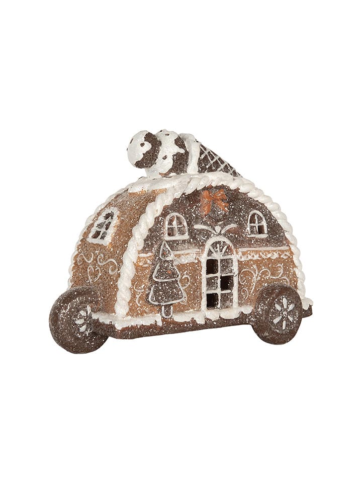 Clayre & Eef Dekoracyjny domek LED w kolorze jasnobrązowym - 21 x 16 x 11 cm rozmiar: onesize