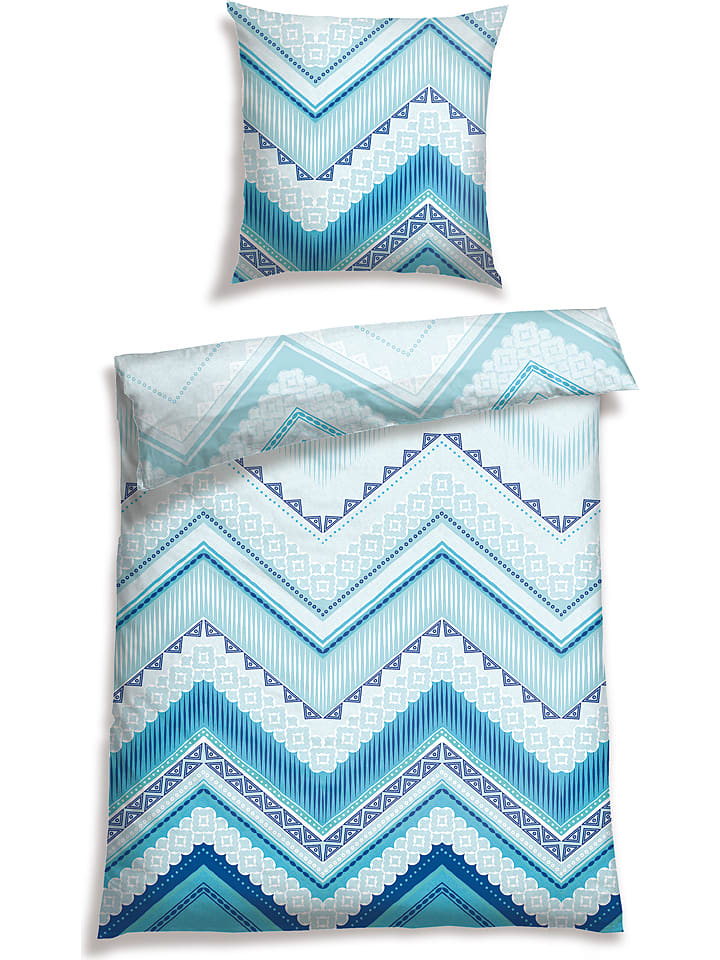 Schiesser Komplet pościeli renforcé "Aria" w kolorze niebieskim rozmiar: 135x200 cm