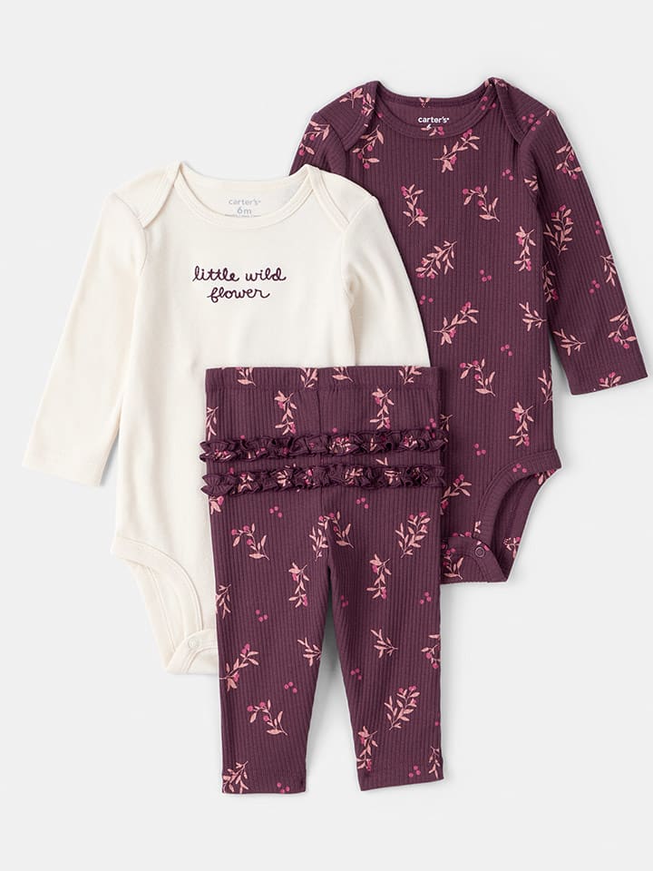 carter's 3-częściowy zestaw w kolorze fioletowo-kremowym rozmiar: 62