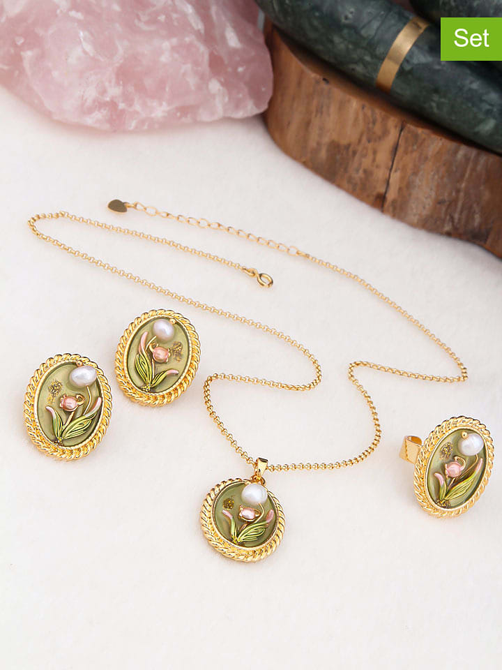 Pierres de Jade 3-częściowy zestaw biżuterii rozmiar: onesize