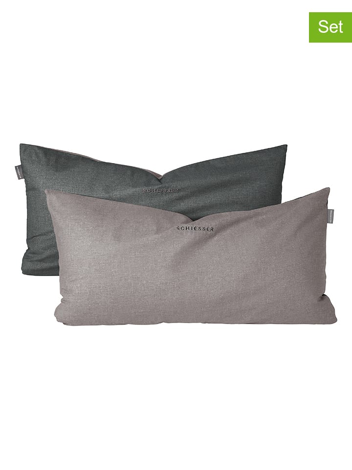 Schiesser Poszewki renforcé (2 szt.) w kolorze szaro-antracytowym na poduszkę rozmiar: 40x80 cm