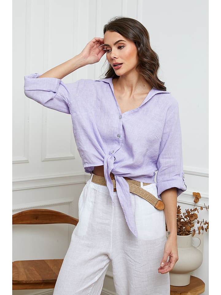 La Compagnie Du Lin Lniana bluzka "Josue" w kolorze fioletowym rozmiar: L