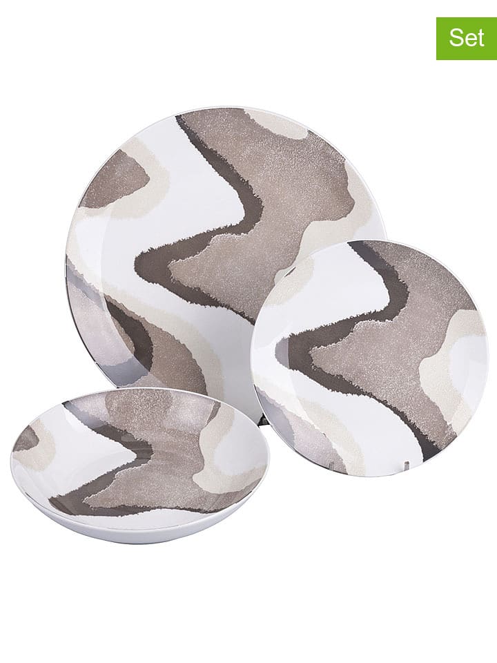 Villa d´Este 18-częściowy zestaw talerzy "Sand" w kolorze beżowo-białym rozmiar: onesize