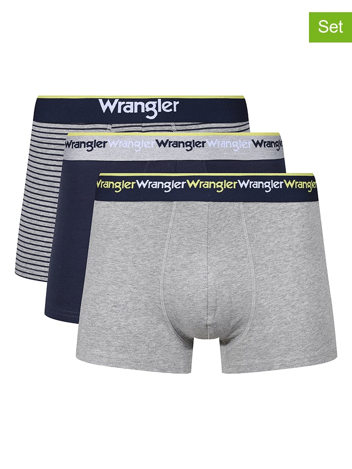 Wrangler Bokserki (3 pary) "Sand" w kolorze granatowym i szarym rozmiar: XL