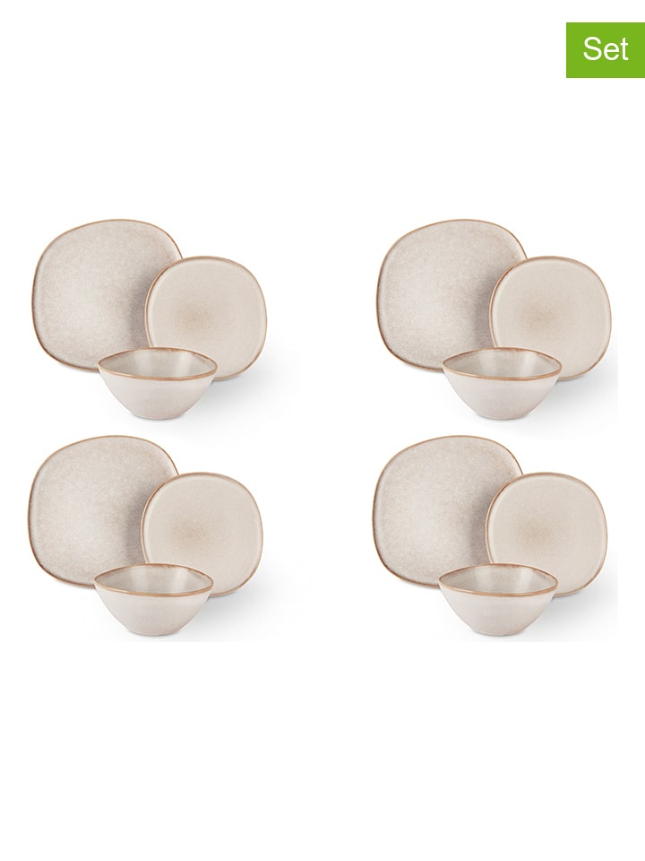 Trendy Kitchen by EXCÉLSA 12-częściowy zestaw talerzy "Stone" w kolorze beżowym rozmiar: onesize