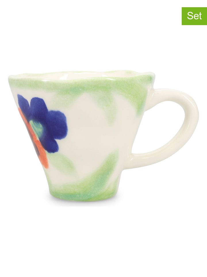 Salt and Pepper Kubki (4 szt.) "Fleur" w kolorze zielono-niebieskim do kawy - 250 ml rozmiar: onesize