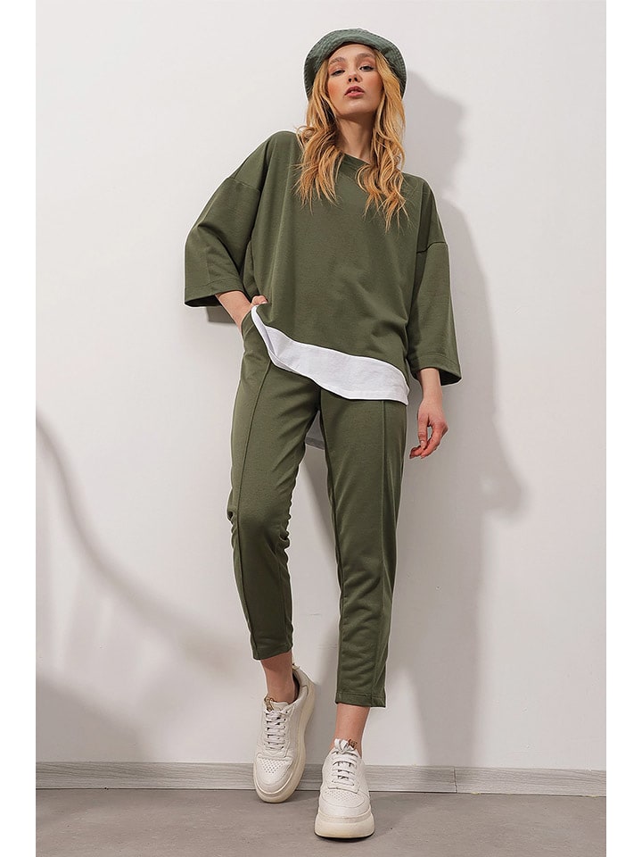 Trend Alaçatı Stili 2-częściowy zestaw w kolorze khaki rozmiar: XL