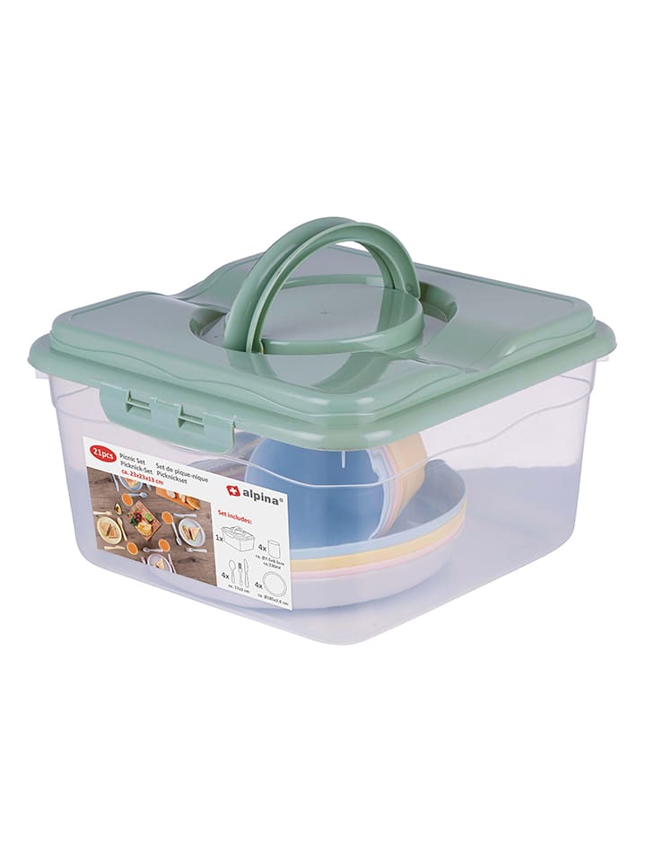 Alpina 21-częściowy zestaw piknikowy w kolorze zielonym rozmiar: onesize