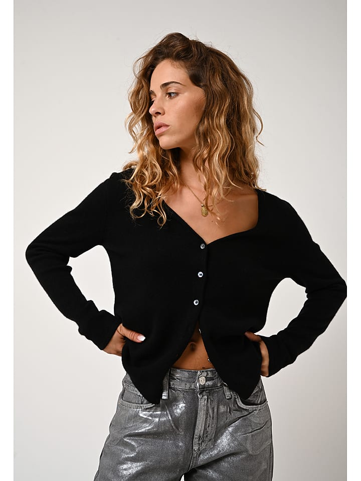 AUTHENTIC CASHMERE Kaszmirowy kardigan "Chalais" w kolorze czarnym rozmiar: XL