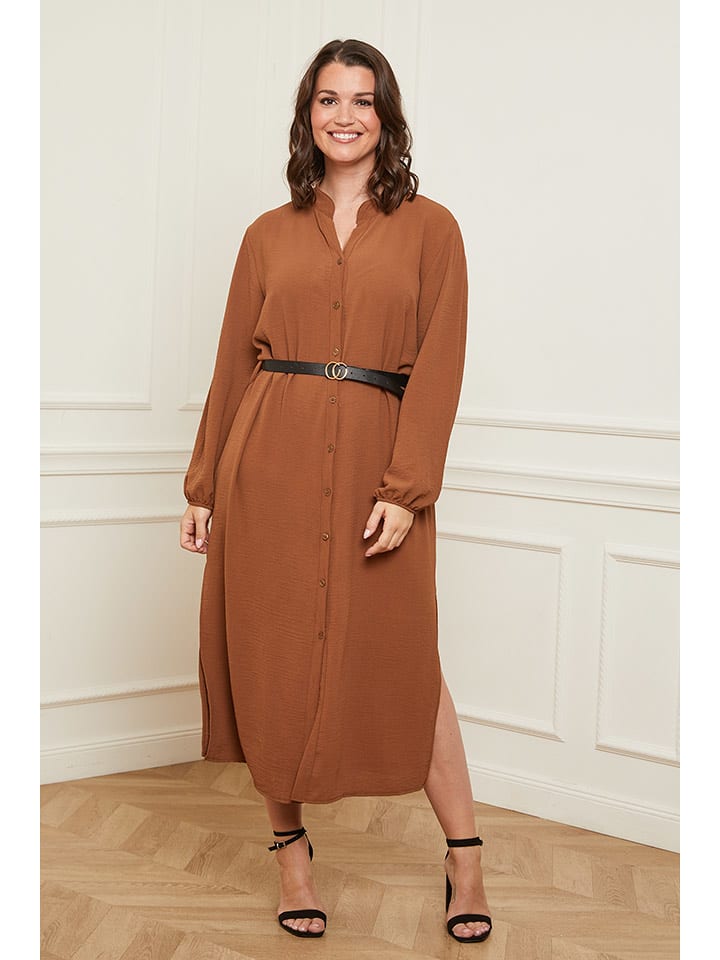 Curvy Lady Sukienka w kolorze jasnobrązowym rozmiar: 40/42