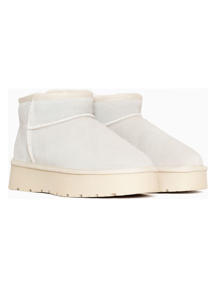 NICEBAY Skórzane botki "Mina" w kolorze kremowym rozmiar: 38