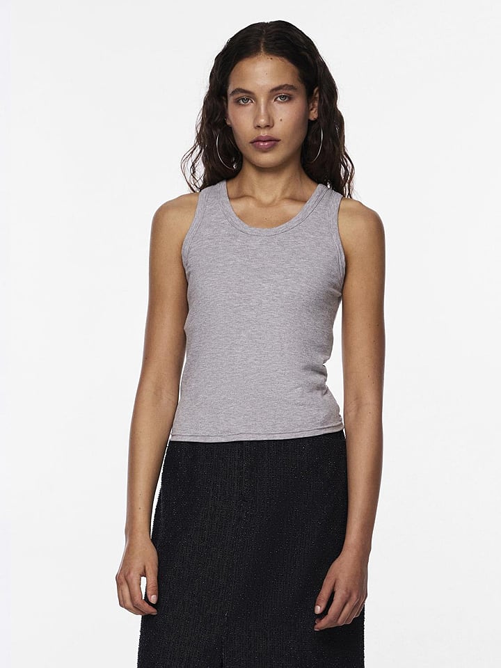 Pieces Top dzianinowy w kolorze szarym rozmiar: L