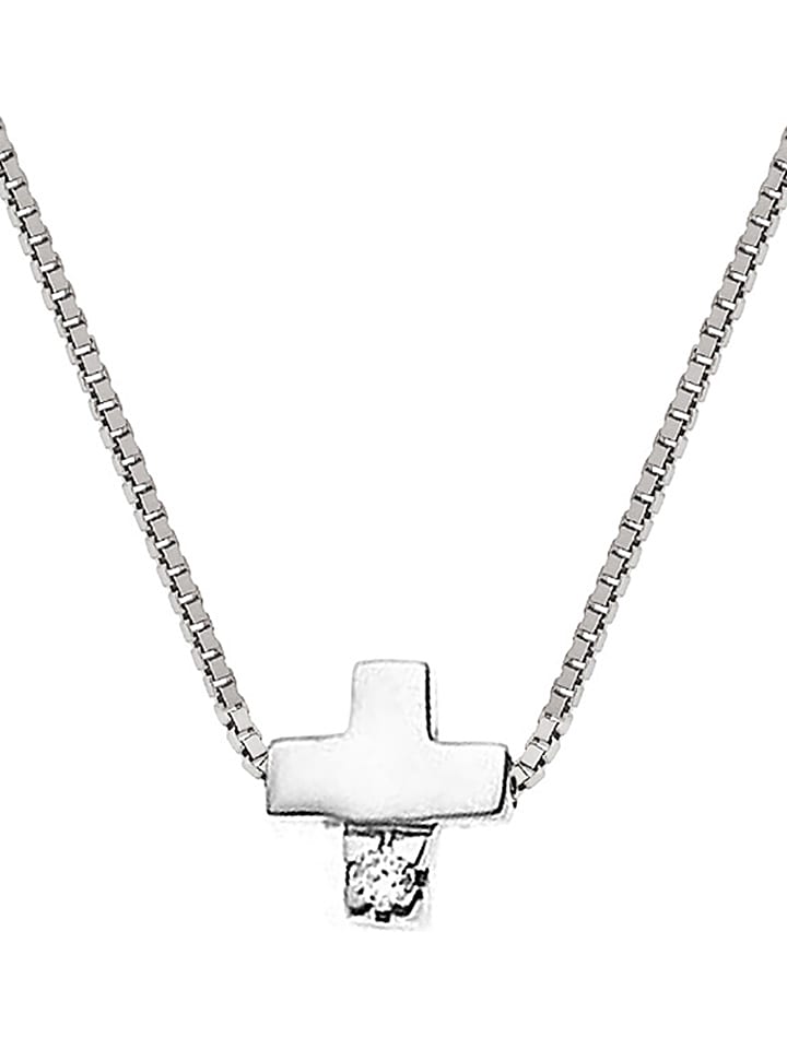 DYAMANT Srebrny naszyjnik z diamentem - dł. 42 cm rozmiar: onesize