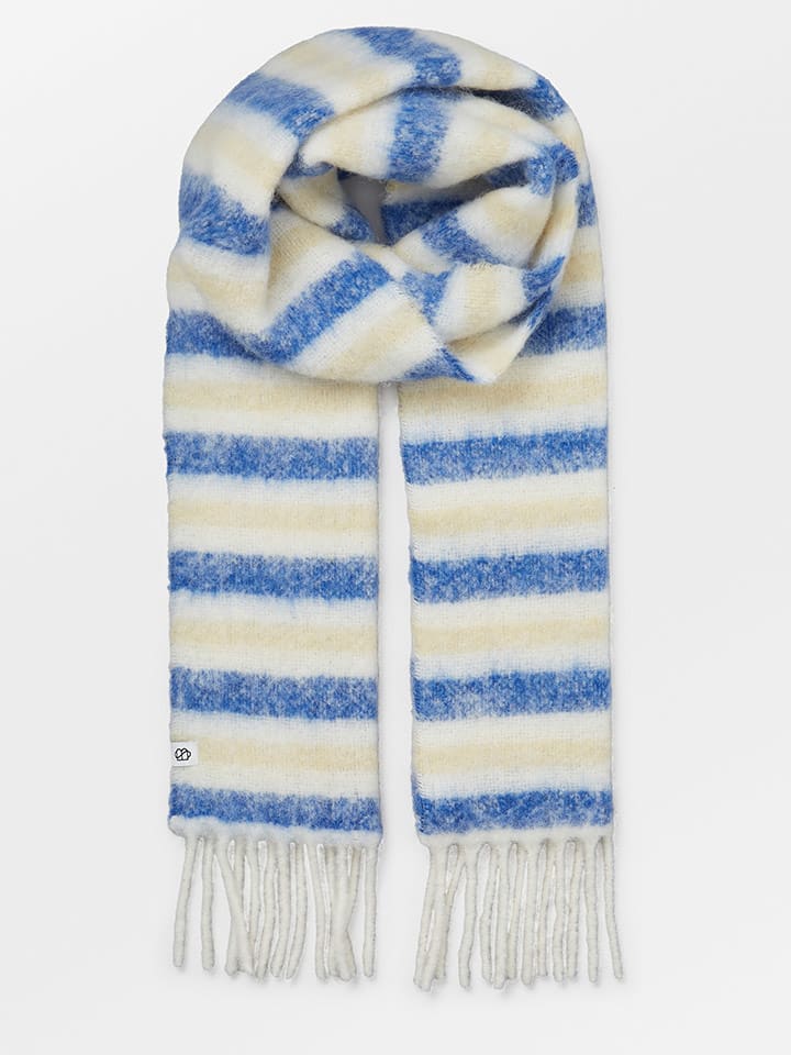 Becksöndergaard Szal "Yuta" w kolorze biało-niebieskim z alpaki - 190 x 26 cm rozmiar: onesize