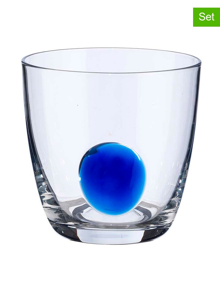 Onlylux Szklanki (6 szt.) "Palotta" w kolorze niebieskim - wys. 9,2 cm rozmiar: onesize