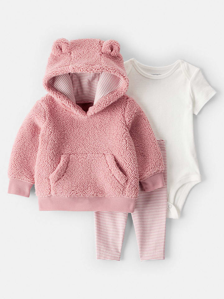 carter's 3-częściowy zestaw w kolorze jasnoróżowo-białym rozmiar: 68