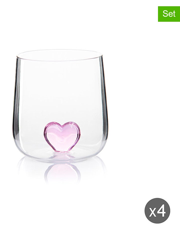 Trendy Kitchen by EXCÉLSA Szklanki (4 szt.) "Inside" w kolorze jasnoróżowym - 450 ml rozmiar: onesize