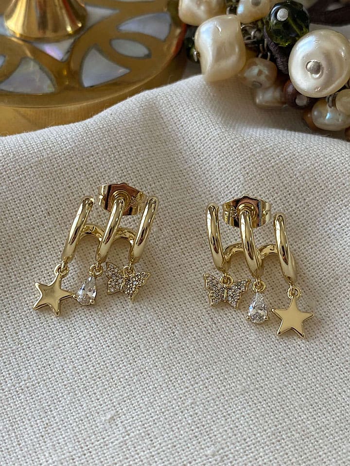 Luseera Pozłacane kolczyki-wkrętki z cyrkoniami rozmiar: onesize