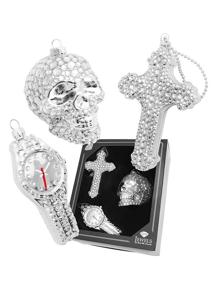 Krebs Glas Lauscha Ozdoby choinkowe (3 szt.) w kolorze srebrnym rozmiar: onesize