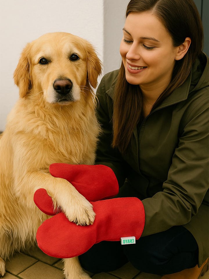 Paws&Whiskers Rękawiczki w kolorze czerwonym do osuszania - 38 x 17 cm rozmiar: onesize