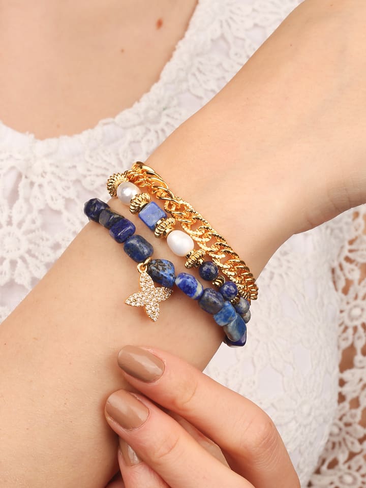 L'Atelier de Gaia Pozłacana bransoletka z kamieniami szlachetnymi rozmiar: onesize