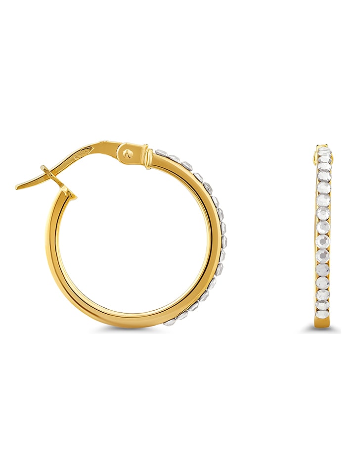 Revoni Złote kolczyki-kreole z kryształkami Swarovski rozmiar: onesize