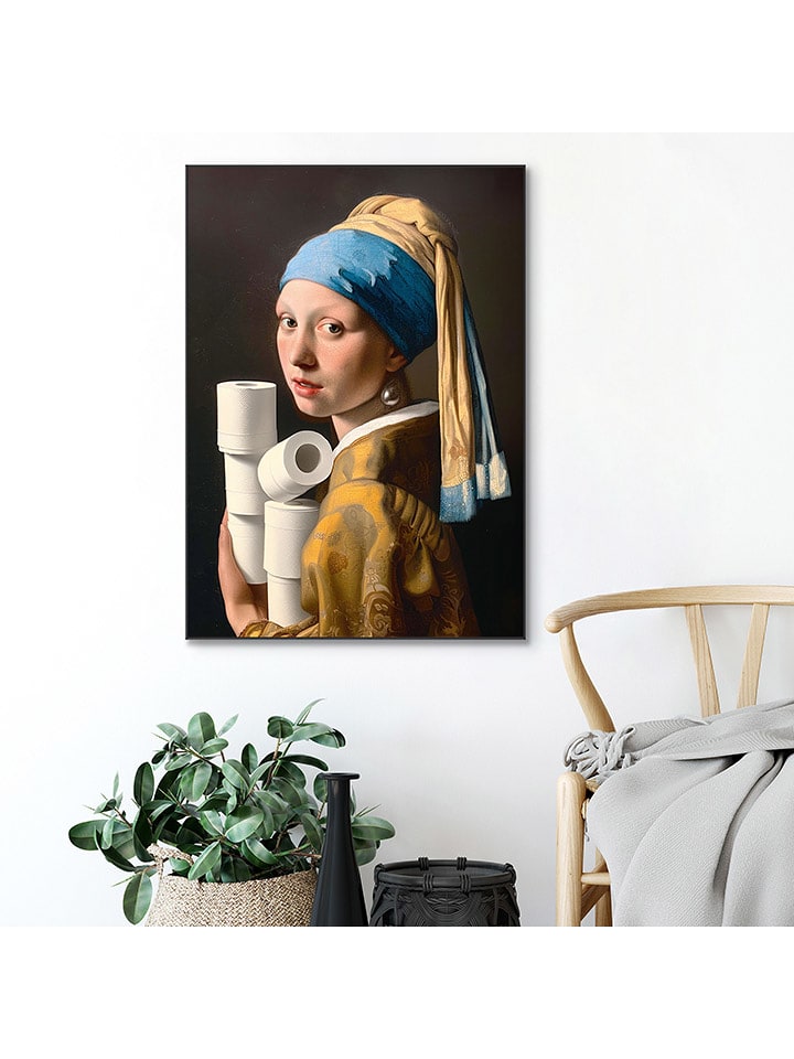 Orangewallz Druk artystyczny "Toilet Pearl Girl" w ramce rozmiar: 50x70 cm