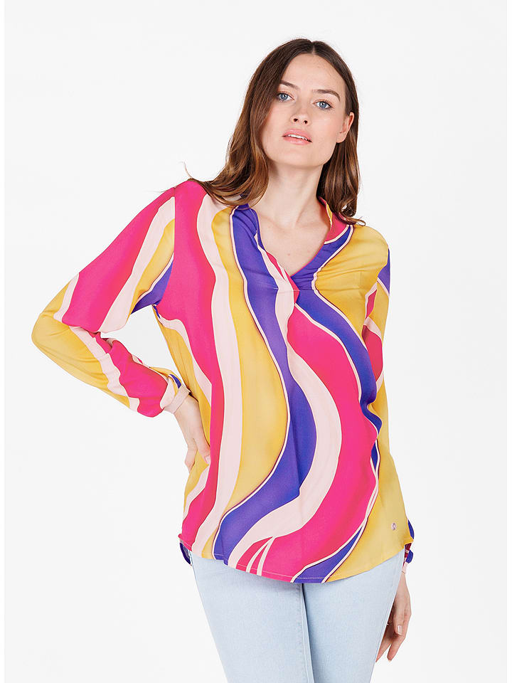 KEY LARGO Bluzka w kolorze żółto-fioletowo-różowym rozmiar: XS