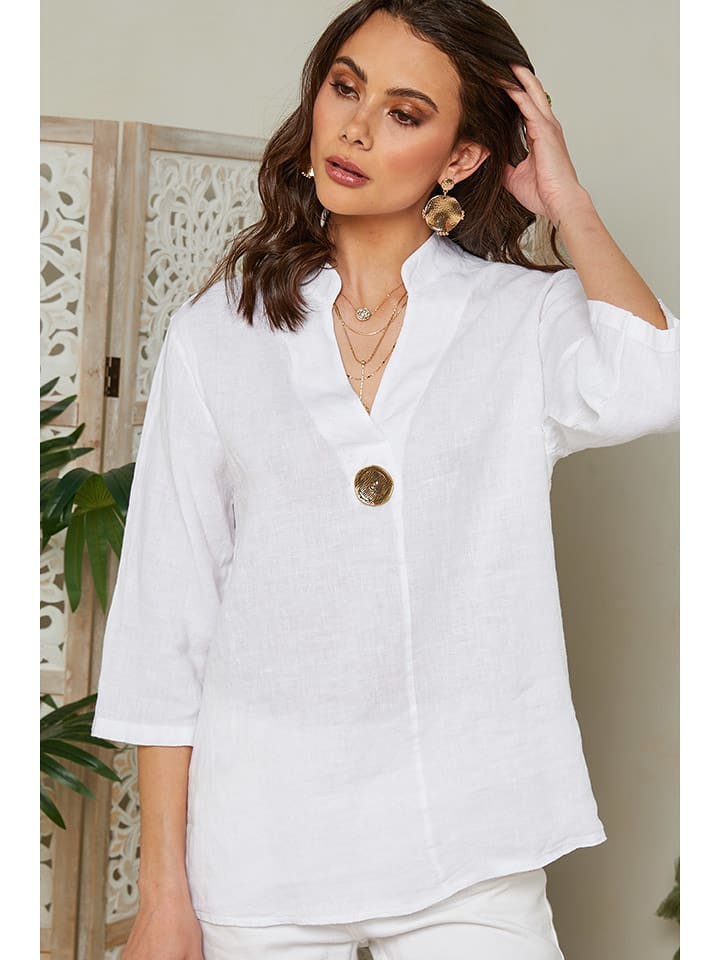 Lin Passion Lniana bluzka w kolorze białym rozmiar: 44/46