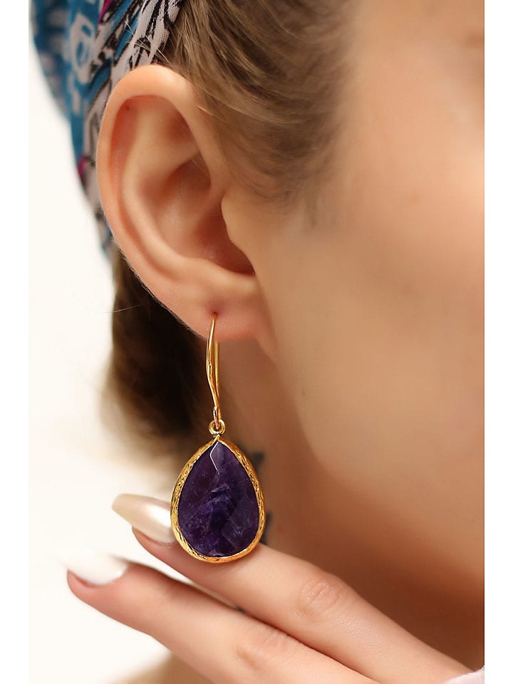 L'Atelier de Gaia Pozłacane kolczyki z ametystem rozmiar: onesize