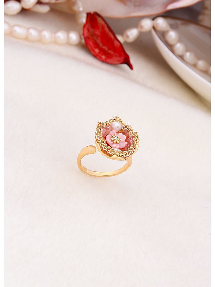 L'Atelier de Gaia Pozłacany pierścionek z masą perłową rozmiar: onesize