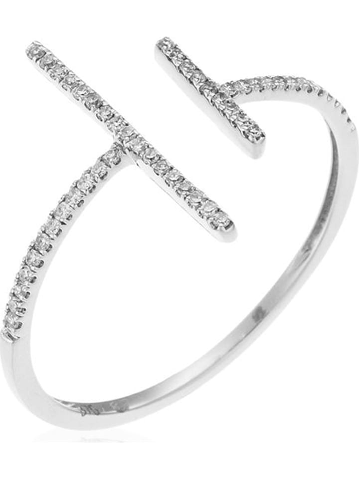 DIAMANTA Złoty pierścionek "Parallèle asymétrique" z diamentem rozmiar: 58