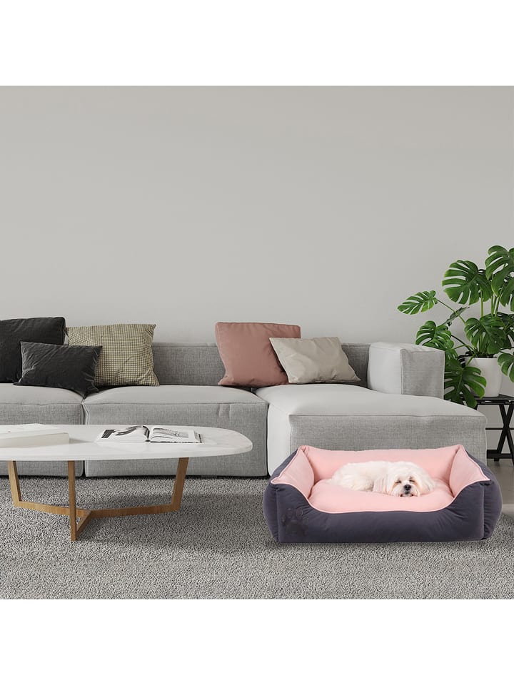 Paws&Whiskers Legowisko "Lucy" w kolorze szaro-jasnoróżowym dla zwierząt rozmiar: 80x60x18 cm