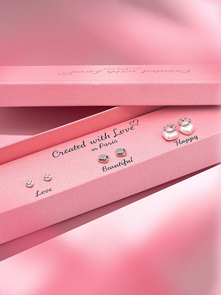 Created with Love 3-częściowy zestaw kolczyków-wkrętek "Glowly" z cyrkoniami rozmiar: onesize