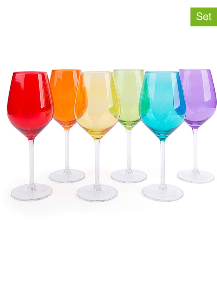 Trendy Kitchen by EXCÉLSA Kieliszki (6 szt.) w różnych kolorach do wina - 500 ml rozmiar: onesize