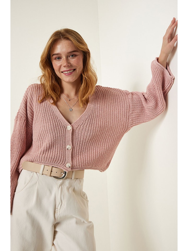 Happiness Istanbul Kardigan w kolorze jasnoróżowym rozmiar: onesize