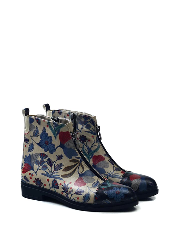 Goby Botki w kolorze beżowo-niebieskim ze wzorem rozmiar: 38