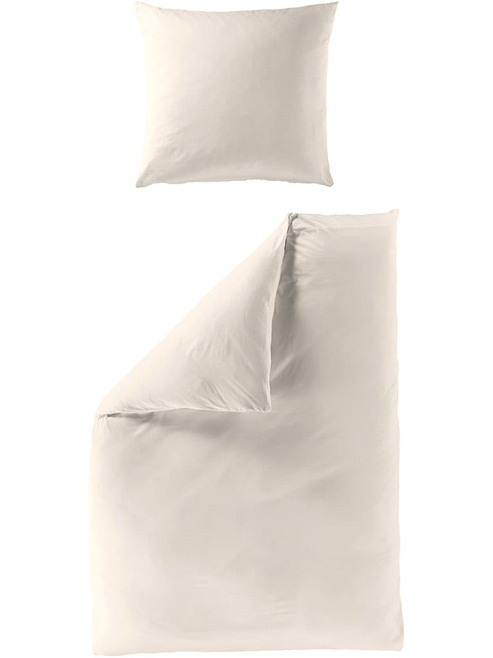 Bierbaum Komplet pościeli satynowej w kolorze kremowym rozmiar: 240x220 cm