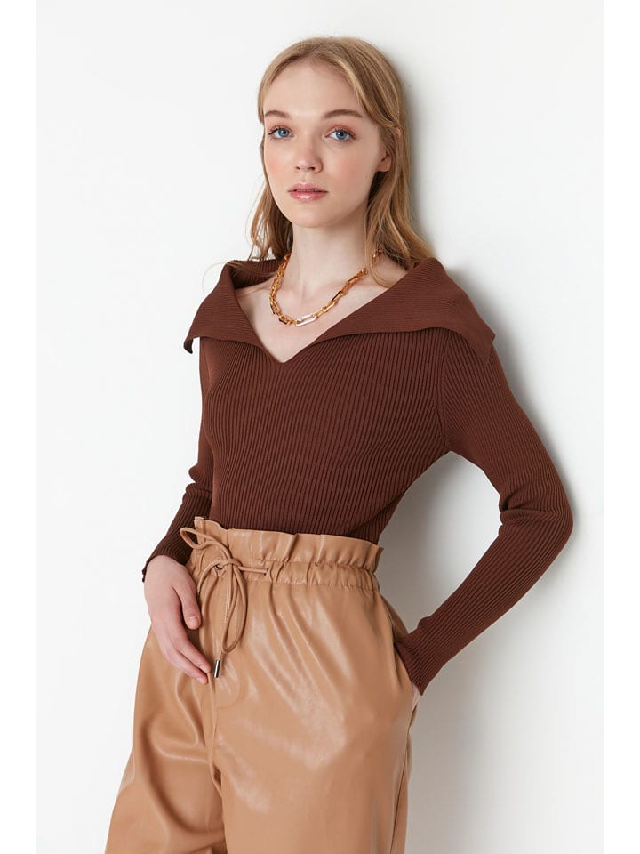 trendyol Sweter w kolorze brązowym rozmiar: S