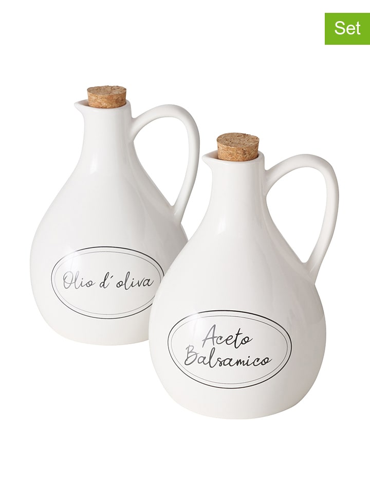 Boltze 2-częściowy zestaw "Cucina" w kolorze białym - wys. 20 x Ø 16 cm rozmiar: onesize