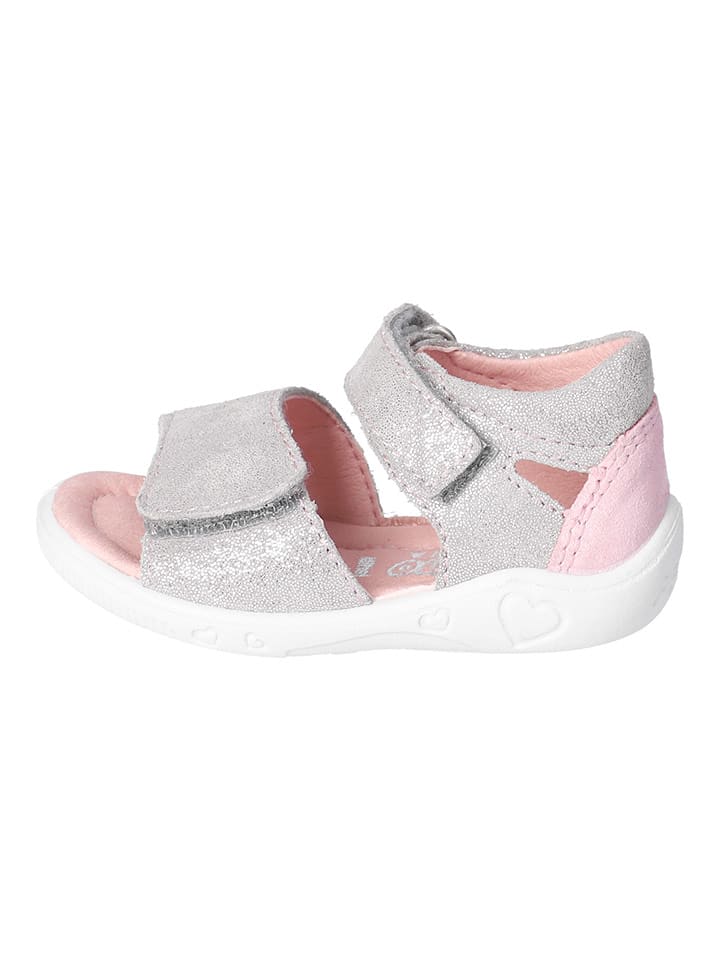 PEPINO Skórzane sandały w kolorze szaro-jasnoróżowym rozmiar: 23