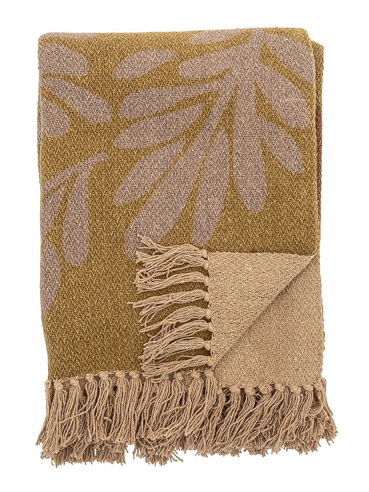 Bloomingville Pled "Lark" w kolorze beżowo-żółtym - 160 x 130 cm rozmiar: onesize