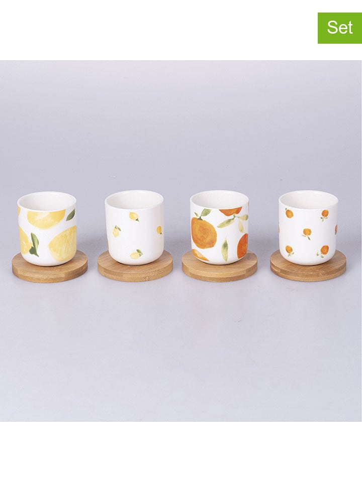 Villa d´Este Kubki (4 szt.) "Fruit Life" w kolorze pomarańczowo-białym do kawy - 110 ml rozmiar: onesize