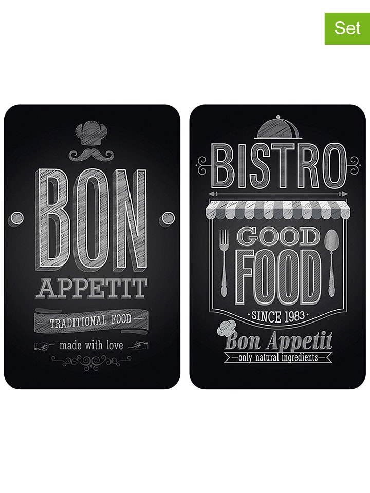 Wenko Płyty (2 szt.) "Bon Appetit" w kolorze czarnym na kuchenkę - 30 x 52 cm rozmiar: onesize